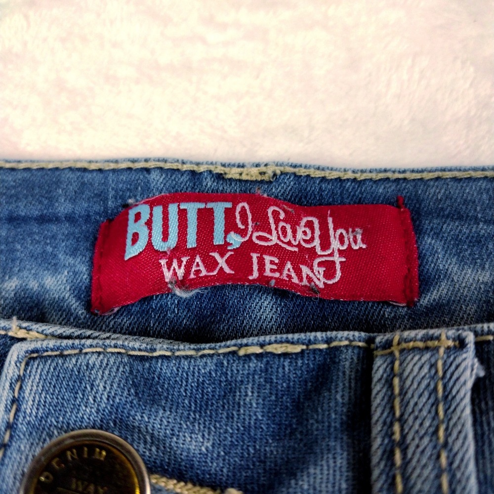 Wax Jean Butt I Love You Skinny Jeans Light Wash Distressed Ripped Size 7/28 - Picture 2 of 9